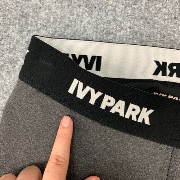 Ivy Park Cropped Legging Women S Small Grey Logo Waistband Low Rise Stretch - Picture 5 of 11